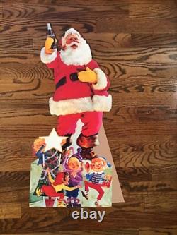Vintage MCM Coca Cola Santa Elves Stand Up Store Display Sign Standee Easel