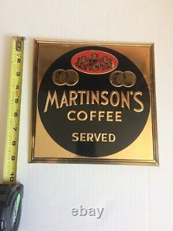 Vintage Martinson's Coffee Served Metal Advertising Sign Store Display