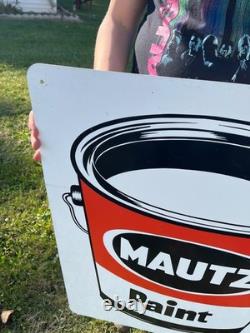 Vintage Mautz Paint Tin Metal Advertising Store Display Sign