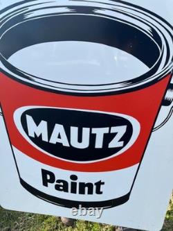 Vintage Mautz Paint Tin Metal Advertising Store Display Sign