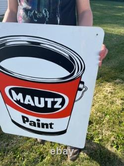 Vintage Mautz Paint Tin Metal Advertising Store Display Sign