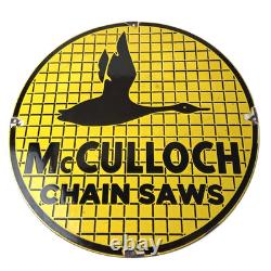 Vintage McCulloch Chain Saws Sign Store Display Gas Service Porcelain Sign
