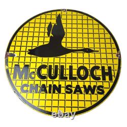 Vintage McCulloch Chain Saws Sign Store Display Gas Service Porcelain Sign
