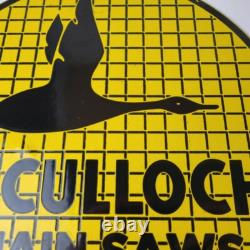 Vintage McCulloch Chain Saws Sign Store Display Gas Service Porcelain Sign