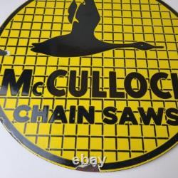 Vintage McCulloch Chain Saws Sign Store Display Gas Service Porcelain Sign