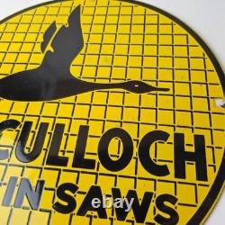 Vintage McCulloch Chain Saws Sign Store Display Gas Service Porcelain Sign
