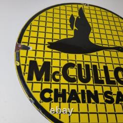 Vintage McCulloch Chain Saws Sign Store Display Gas Service Porcelain Sign