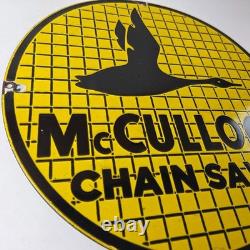 Vintage McCulloch Chain Saws Sign Store Display Gas Service Porcelain Sign