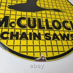 Vintage McCulloch Chain Saws Sign Store Display Gas Service Porcelain Sign