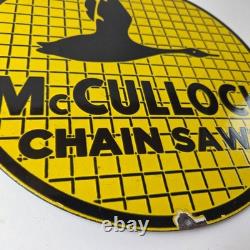 Vintage McCulloch Chain Saws Sign Store Display Gas Service Porcelain Sign