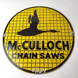 Vintage McCulloch Chain Saws Sign Store Display Gas Service Porcelain Sign