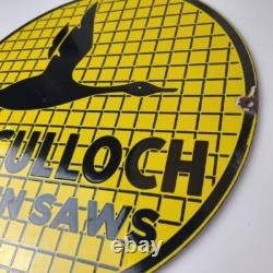 Vintage McCulloch Chain Saws Sign Store Display Gas Service Porcelain Sign