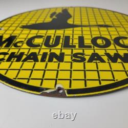 Vintage McCulloch Chain Saws Sign Store Display Gas Service Porcelain Sign