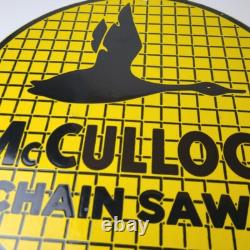 Vintage McCulloch Chain Saws Sign Store Display Gas Service Porcelain Sign