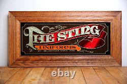 Vintage Mens Clothing Store Display Mirror sign Sting workwear bar wood frame