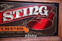 Vintage Mens Clothing Store Display Mirror sign Sting workwear bar wood frame