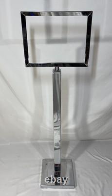 Vintage Metal Chrome Sign Holder Stand Store Display Made in U. S. A