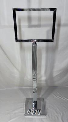 Vintage Metal Chrome Sign Holder Stand Store Display Made in U. S. A