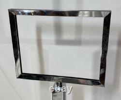 Vintage Metal Chrome Sign Holder Stand Store Display Made in U. S. A