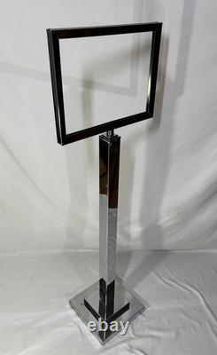 Vintage Metal Chrome Sign Holder Stand Store Display Made in U. S. A