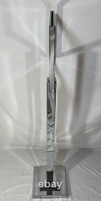 Vintage Metal Chrome Sign Holder Stand Store Display Made in U. S. A