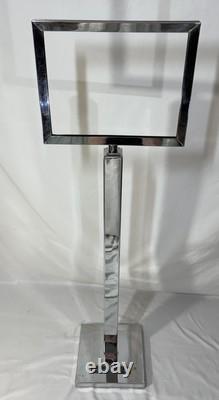 Vintage Metal Chrome Sign Holder Stand Store Display Made in U. S. A