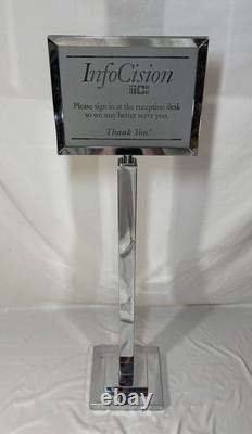 Vintage Metal Chrome Sign Holder Stand Store Display Made in U. S. A