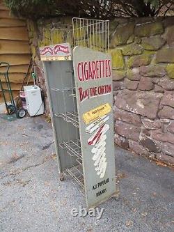 Vintage Metal Cigarette'BUY THE CARTON' Advertising Rolling Store Display Rack