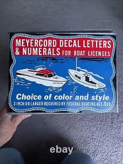 Vintage Meyercord Boat Decal Sign Case Box Advertising Outboard Store Display