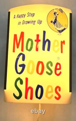 Vintage Mother Goose Shoes Advertising Light Up Store Display Sign WORKS