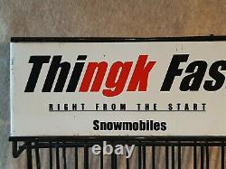 Vintage NGK Spark Plugs Hardware Store Display Rack SNOWMOBILE Thingk Fast Sign