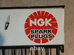 Vintage NGK Spark Plugs Hardware Store Display Rack SNOWMOBILE Thingk Fast Sign