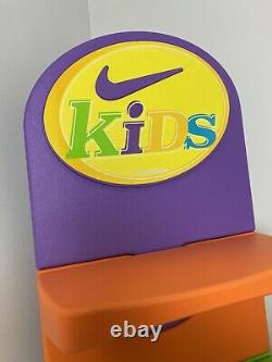 Vintage NIKE Shoe Display Kids Sneakers Sign Check Swoosh Multicolor 90s RARE