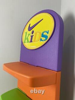 Vintage NIKE Shoe Display Kids Sneakers Sign Check Swoosh Multicolor 90s RARE