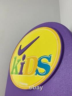 Vintage NIKE Shoe Display Kids Sneakers Sign Check Swoosh Multicolor 90s RARE