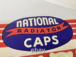 Vintage National Radiator Caps Display Board Automotive Retail Advertisment