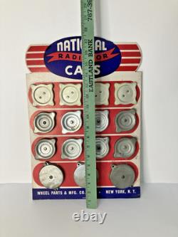Vintage National Radiator Caps Display Board Automotive Retail Advertisment