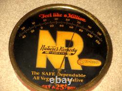 Vintage Natures Remedy Tablets Advertising Thermometer Sign 9.25 Store Display