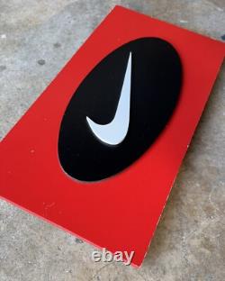 Vintage Nike Store Swoosh Logo Wooden Display Sign Made in USA Red Black RARE
