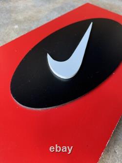 Vintage Nike Store Swoosh Logo Wooden Display Sign Made in USA Red Black RARE
