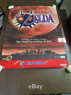 Vintage Nintendo N64 Zelda Majoras Mask Twin Towers 37x49 Store Display Sign