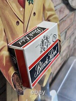 Vintage Nos 1972 Black Label Beer Cardboard Advertsiing Easel Back Display