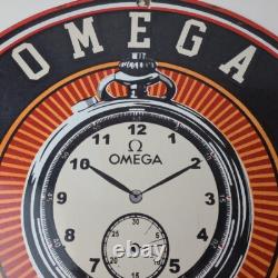Vintage Omega Watches Sign Matchless Merits Store Display Gas Porcelain Sign