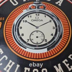 Vintage Omega Watches Sign Matchless Merits Store Display Gas Porcelain Sign