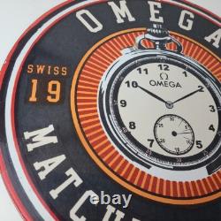 Vintage Omega Watches Sign Matchless Merits Store Display Gas Porcelain Sign