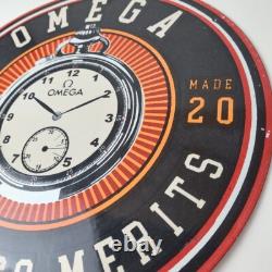 Vintage Omega Watches Sign Matchless Merits Store Display Gas Porcelain Sign
