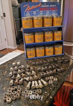 Vintage Original 1928 1947 National Wheel Parts Display Rack Sign W Cups Parts
