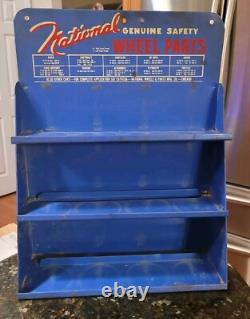 Vintage Original 1928 1947 National Wheel Parts Display Rack Sign W Cups Parts