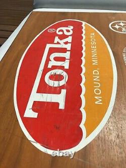 Vintage Original 1960s TONKA Official Store Display Walnut Wood Sign 32x24 RARE