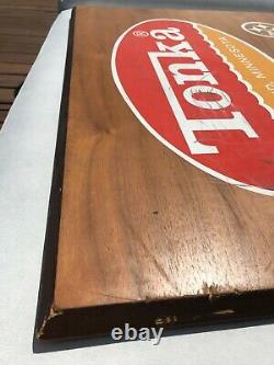 Vintage Original 1960s TONKA Official Store Display Walnut Wood Sign 32x24 RARE